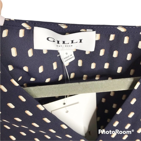Gilli squared polka dot print surplice peplum blouse size S NWT - Picture 6 of 6
